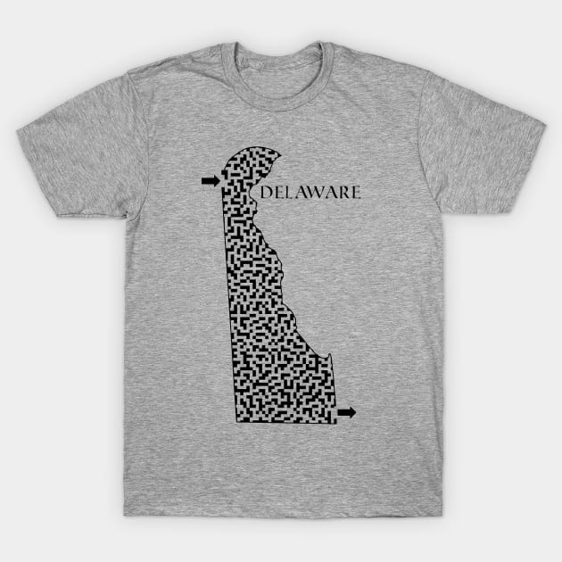 Delaware State Outline Maze & Labyrinth T-Shirt by gorff